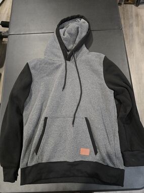 Men's Two-Tone Gray and Black Pullover Hoodie
